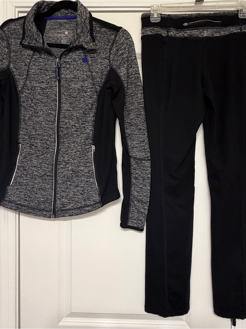 Tangerine Womens 2pc Tracksuit Set Full Zip Pockets Stretch S Black Gray Black